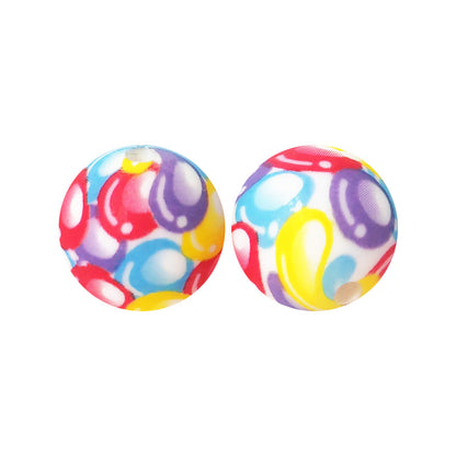 15mm Leopard Print Silicone Beads - Water Transfer Printed Daisy Round Beads for DIY Jewelry, Bead Pens, Loose Beads Wholesale #51-100