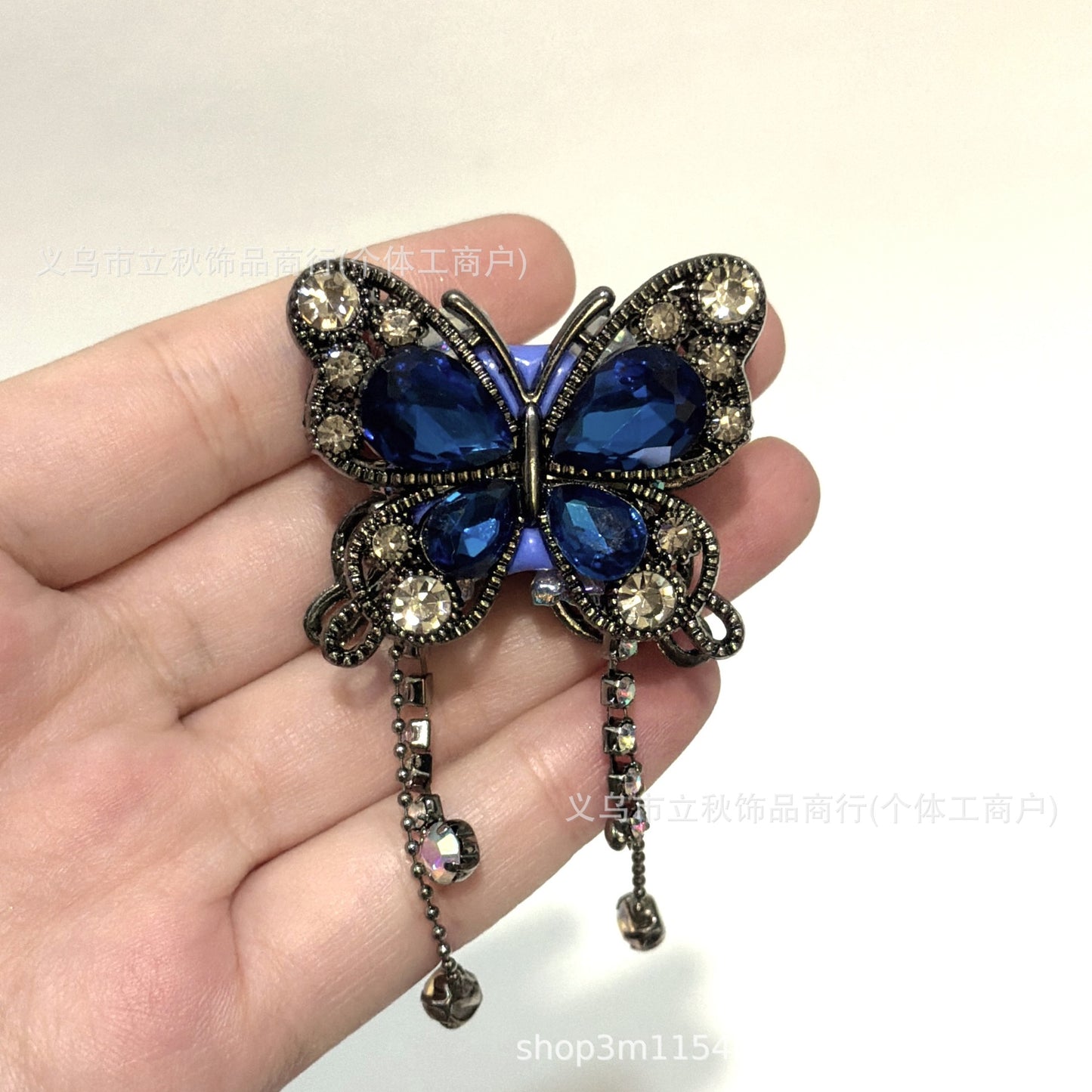 Heavy Industry Soft Pottery Three-dimensional Advanced Sense Butterfly Crystal Tassel Beads Wear Pen Loose Beads Handmade Mobile Phone Chain Accessories DIY