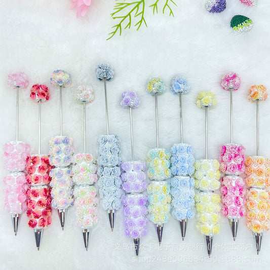 Cross-border new rose bead pen, creative handmade DIY Moe grain heavy industry hand-painted bead bead factory spot