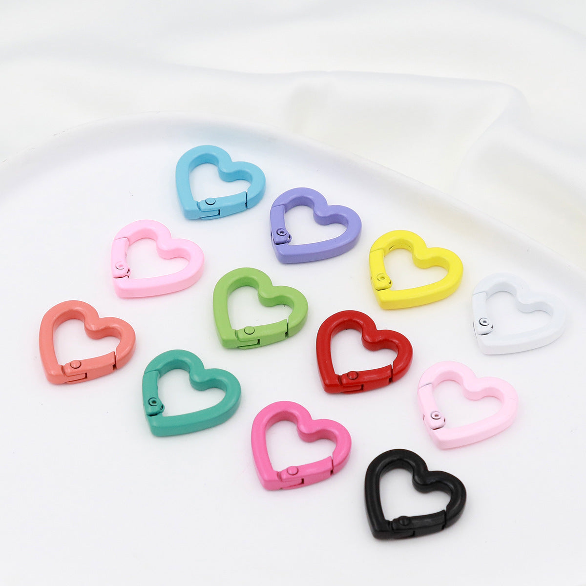 DIY Jewelry Accessories Love Paint Color Zinc Alloy Spring Buckle, Heart-shaped Open Spring Ring, Luggage Keychain