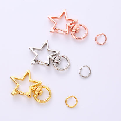 34 * 24Mm Star Shape Keychain, Special-shaped Pentagram Keychain, Metal Zinc Alloy Keychain.