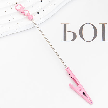 New Beaded Lobster Buckle Clip Business Card Clip Metal Toothed Crocodile Note Clip Bag Pendant Student Keychain