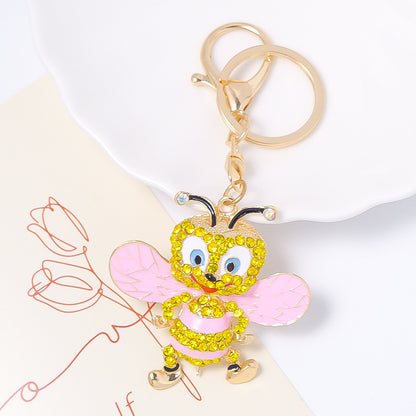 58*57mm Popular Bee Keychain Small Pendant Rhinestone Key Pendant Metal Backpack Key Chain