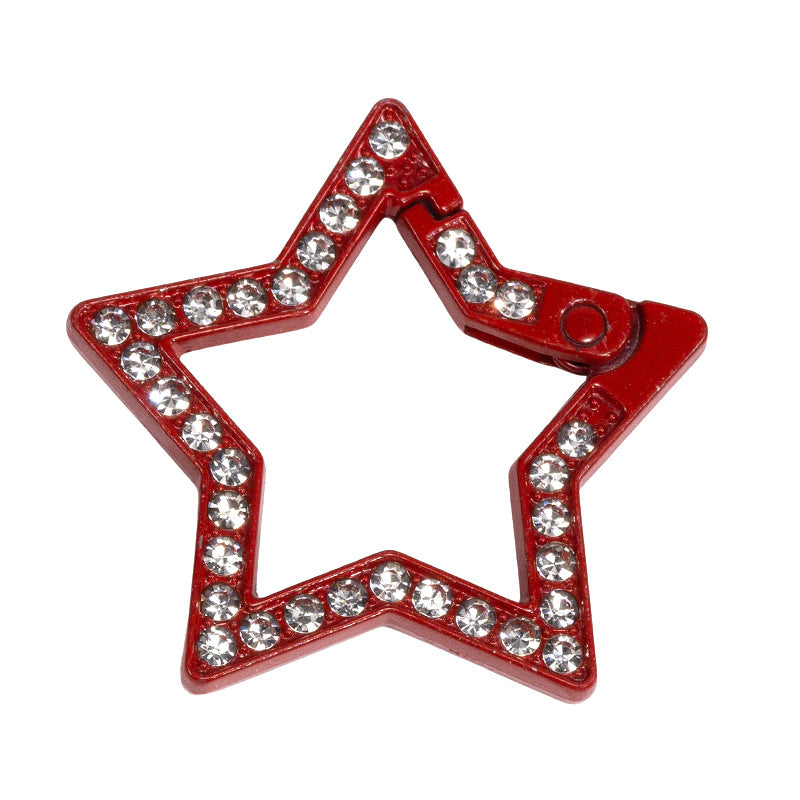 34mm Painted Diamond Spring Buckle Star Opening Ring Spring Ring Keychain DIY Small Accessories Alloy Connecting Ring