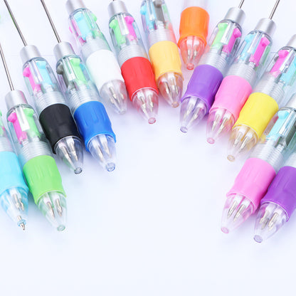 Creative four-color bead pen, multi-color refill, key mark plastic, ballpoint pen, four-color DIY push gift
