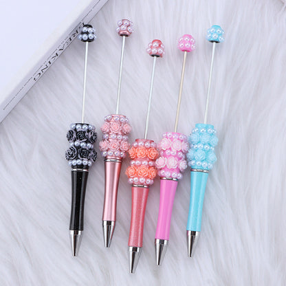 DIY new heavy industry bead pen, flower pearl bead pen, handmade patch pen cap with drill swirling gift pen