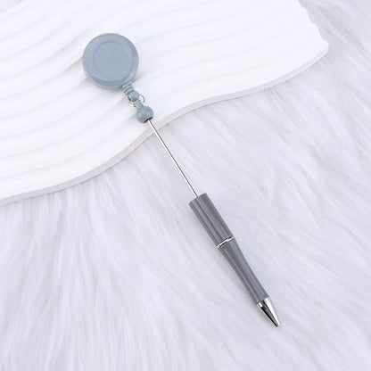 New easy-to-pull buckle beaded ballpoint pen, retractable plastic easy-to-pull retractable buckle, creative bead pen pull wire buckle