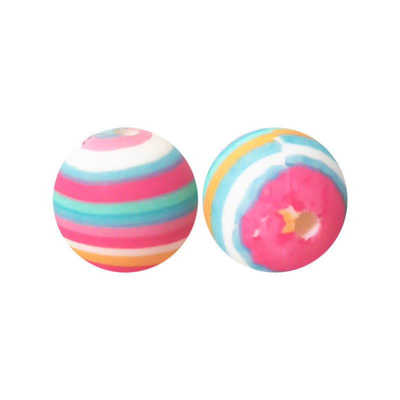 15mm Leopard Print Silicone Beads - Water Transfer Printed Daisy Round Beads for DIY Jewelry, Bead Pens, Loose Beads Wholesale #51-100