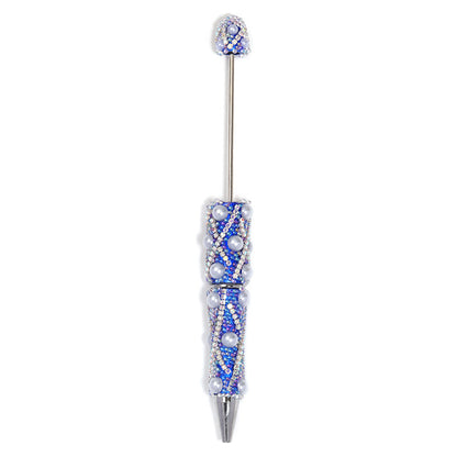 Cross-border explosion heavy industry full diamond pearl chain bead pen DIY rotating ballpoint pen mobile phone chain accessories material