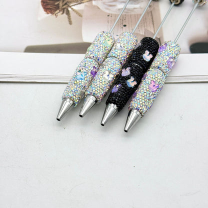 Cute mocha rabbit full diamond pen DIY colorful flash diamond bead pen cross-border hot-selling heavy industry gift pen spot