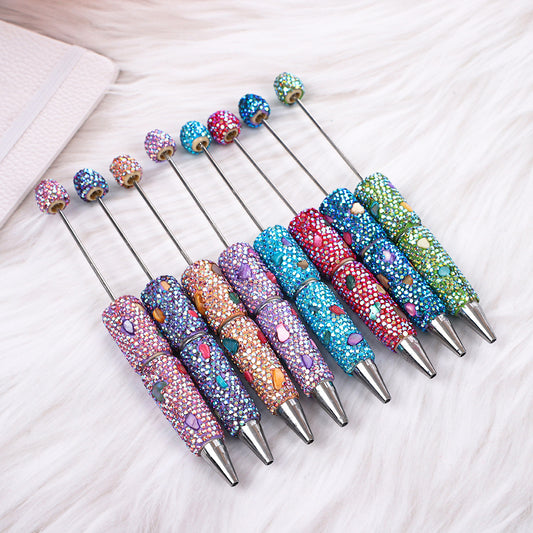DIY colorful shell full diamond bead pen, handmade bead full diamond ballpoint pen puzzle colorful diamond gifts stationery