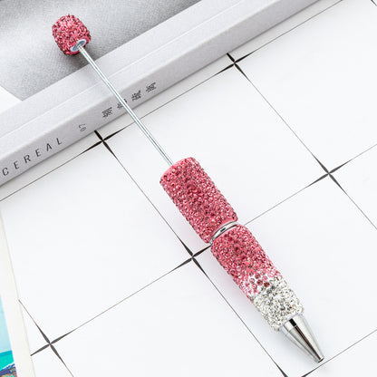 New DIY gradual change bead pen multi-color full diamond plastic beaded ballpoint pen manual diamond bead pen wholesale