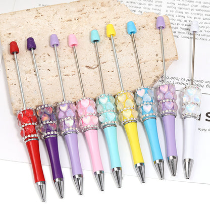 Cross-border new love bead pen cartoon creative DIY ballpoint pen neutral pen handmade full diamond bead pen