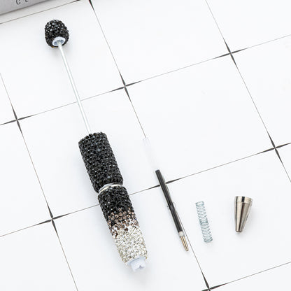 New DIY gradual change bead pen multi-color full diamond plastic beaded ballpoint pen manual diamond bead pen wholesale