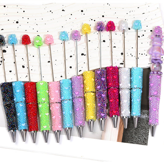 New Creative Love Bubble Bead Pen Light Luxury Fashion Full Diamond Bead Pen Cross-border Bubble Love Moe Pen