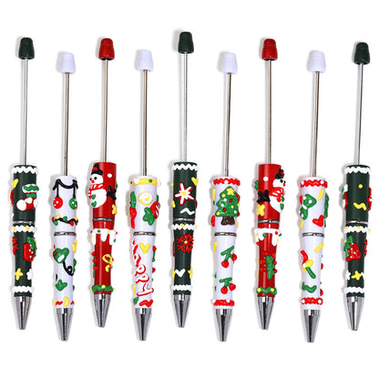 Cross-border Christmas hand-painted bead pen fashionable high-value cartoon bead pen new Santa Claus painted bead pen