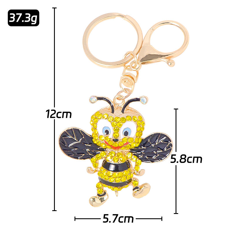 58*57mm Popular Bee Keychain Small Pendant Rhinestone Key Pendant Metal Backpack Key Chain
