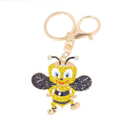 58*57mm Popular Bee Keychain Small Pendant Rhinestone Key Pendant Metal Backpack Key Chain