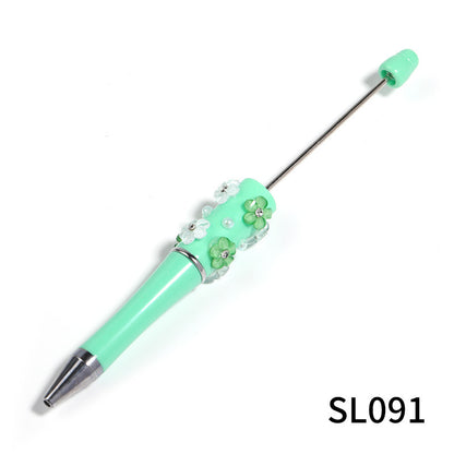 Heavy Industry DIY diamond-encrusted five-petaled flower bead pen multi-color rotating ballpoint pen spot wholesale support mixed batch