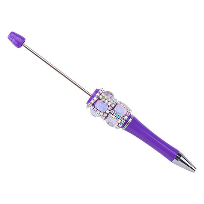 DIY diamond-encrusted sugar cube bead pen, purely handmade patch square grid bag diamond plastic ballpoint pen creative diamond-encrusted bead pen