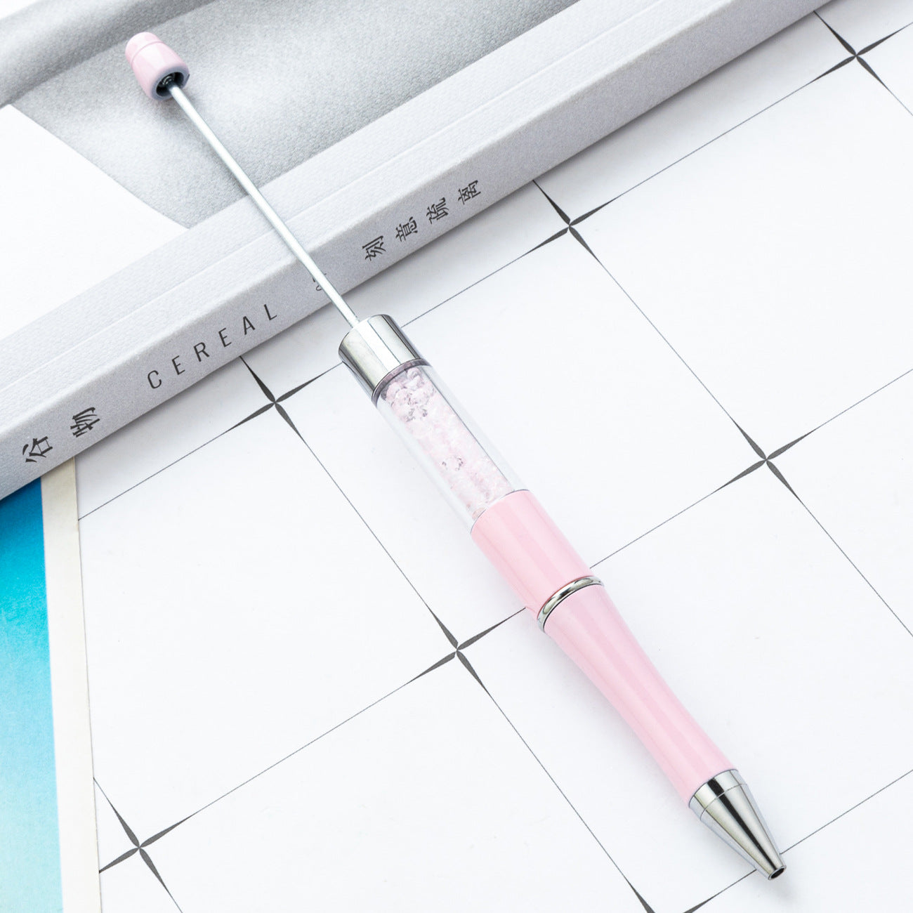 Spot plastic bead pen wholesale creative DIY handmade plastic bead pen empty tube crystal bead ballpoint pen