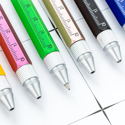 Multifunctional metal tool pen 5-in-1 painting scale screwdriver ballpoint pen DIY beading tool pen