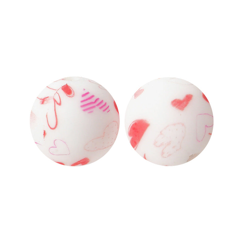 15mm Silicone Beads Water Transfer Beads DIY Jewelry Bead Pen Loose Beads Wholesale #201-250