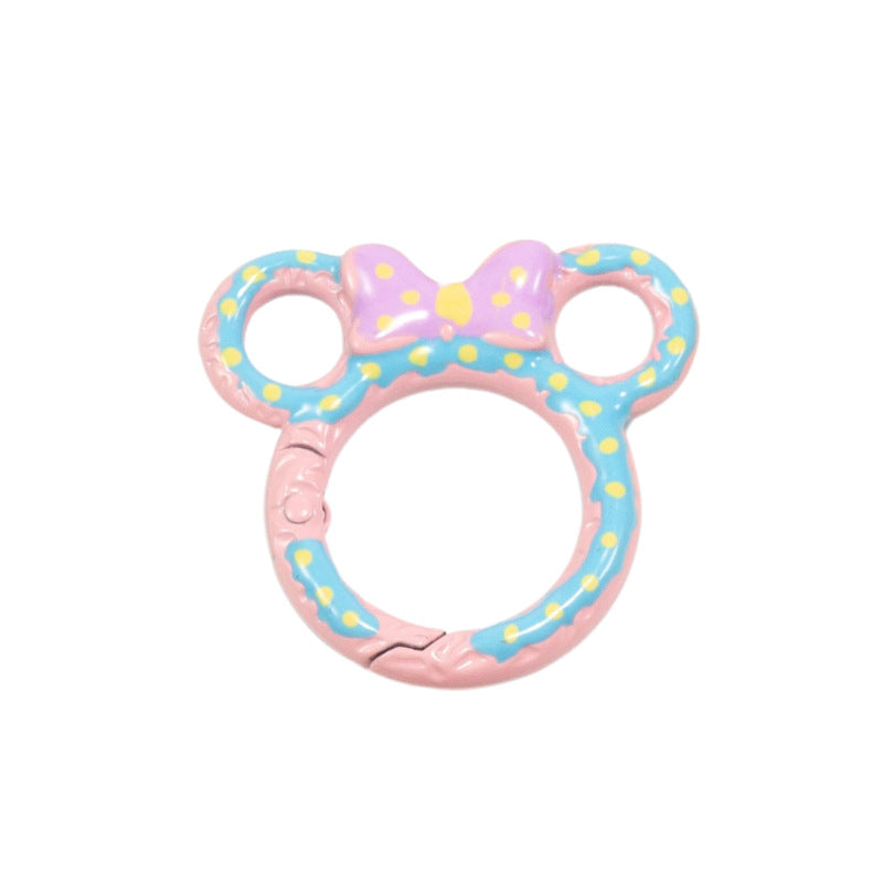 38*35mm Painted Color Spring Buckle Mickey Open Ring Hand Painted Spring Ring Keychain DIY Accessories Alloy Connecting Ring