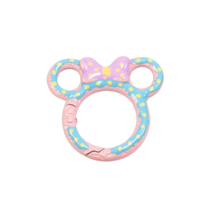 38*35mm Painted Color Spring Buckle Mickey Open Ring Hand Painted Spring Ring Keychain DIY Accessories Alloy Connecting Ring