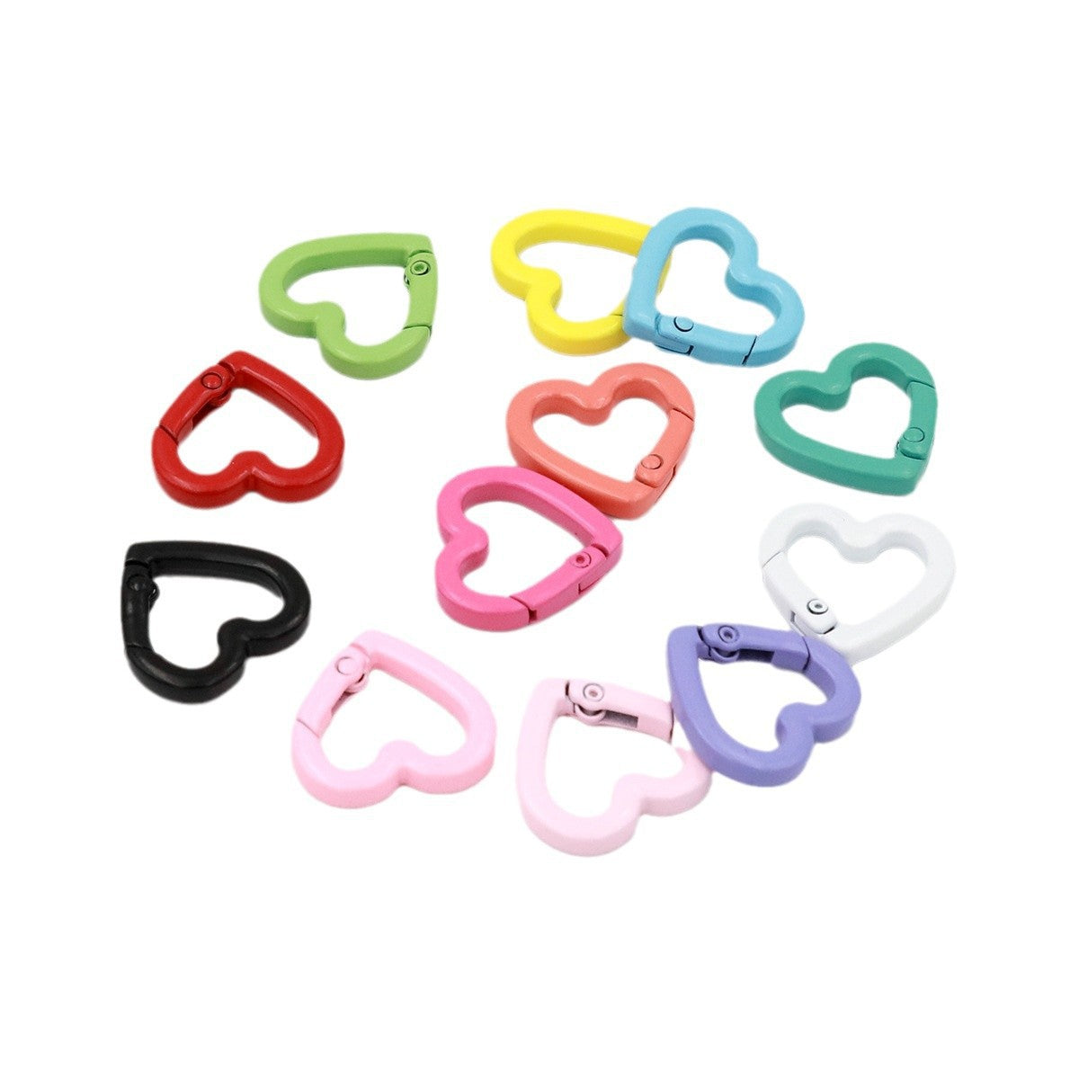 DIY Jewelry Accessories Love Paint Color Zinc Alloy Spring Buckle, Heart-shaped Open Spring Ring, Luggage Keychain