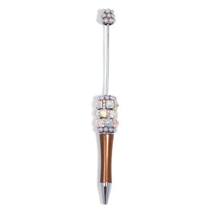 Creative DIY bead pen heavy industry high value square diamond pearl diamond bead pen multi-color plastic rotating ballpoint pen