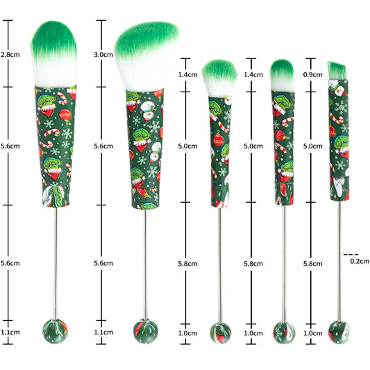 DIY metal handle beaded makeup brush, concealer brush, eyeshadow brush, eyebrow brush, Christmas and Halloween series makeup brush set.