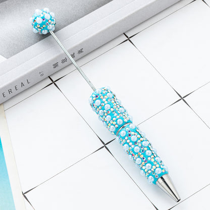 Cross-border DIY pearl bead pen handmade full of diamonds pearl bead pen swirling multi-color bead pen plastic pen