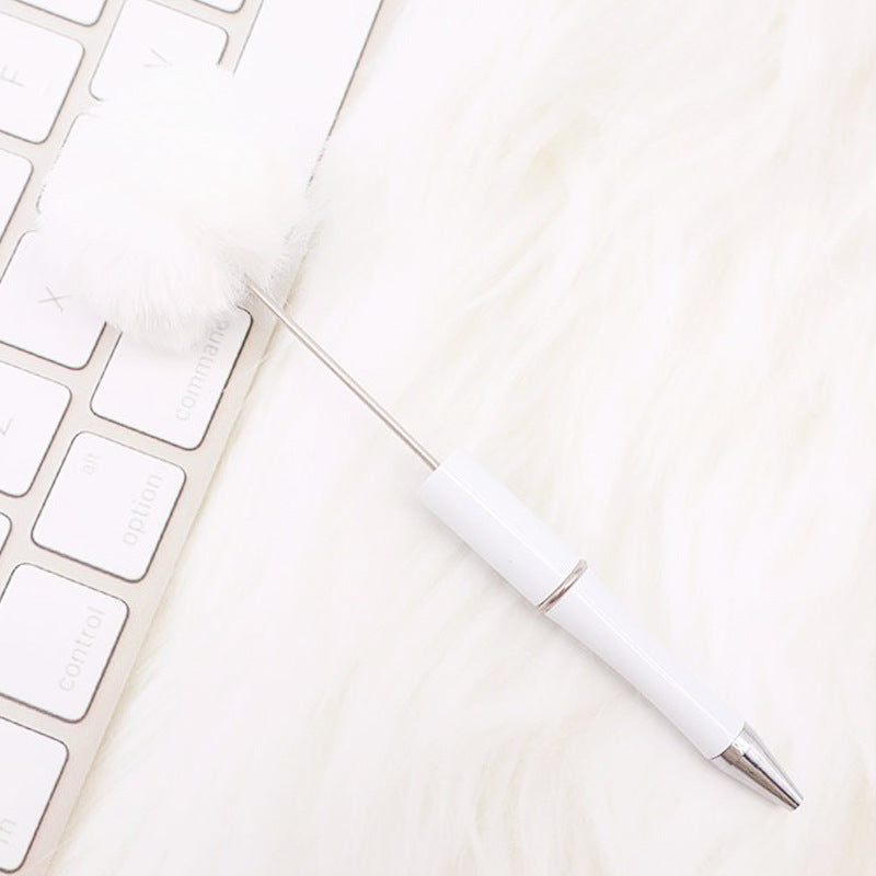 DIY hairball bead pen, cute furry gift pen, multi-color beadable ballpoint pen beadedpen spot