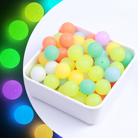 15mm  Amazon luminous silicone beads DIY children's jewelry luminous beads beaded bracelet luminous loose beads wholesale