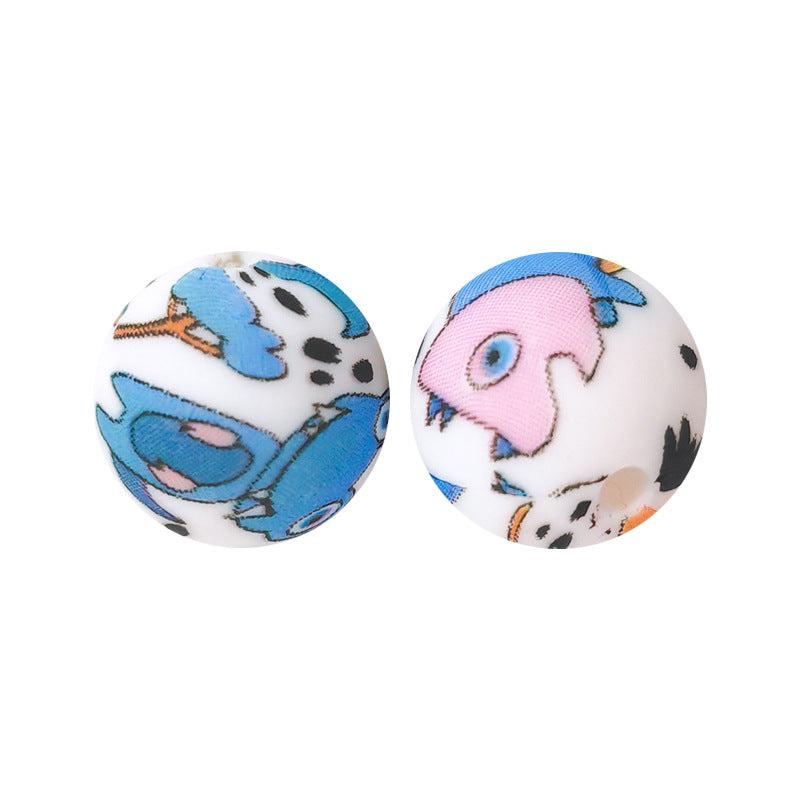 15mm Silicone Beads Water Transfer Beads DIY Jewelry Bead Pen Loose Beads Wholesale #201-250
