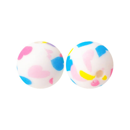 15mm Leopard Print Silicone Beads - Water Transfer Printed Daisy Round Beads for DIY Jewelry, Bead Pens, Loose Beads Wholesale #51-100
