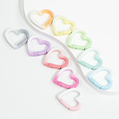 24*24mm Two-color Love Spring Buckle Heart-shaped Opening Ring Gradual Change Ring Keychain DIY Accessories Alloy Connecting Ring