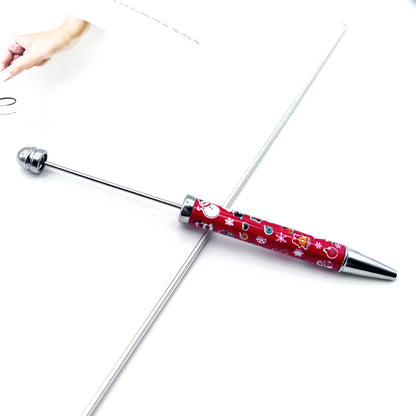 DIY Christmas bead pen, creative heat transfer flower film pattern handmade personalized beaded ballpoint pen spot wholesale