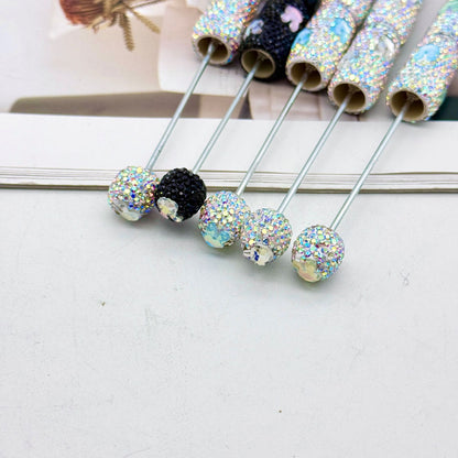 Cute mocha rabbit full diamond pen DIY colorful flash diamond bead pen cross-border hot-selling heavy industry gift pen spot