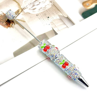 DIY Mengqu fruit full diamond bead pen, creative cute fruit and vegetable theme cute grain pen, heavy industry full diamond pen