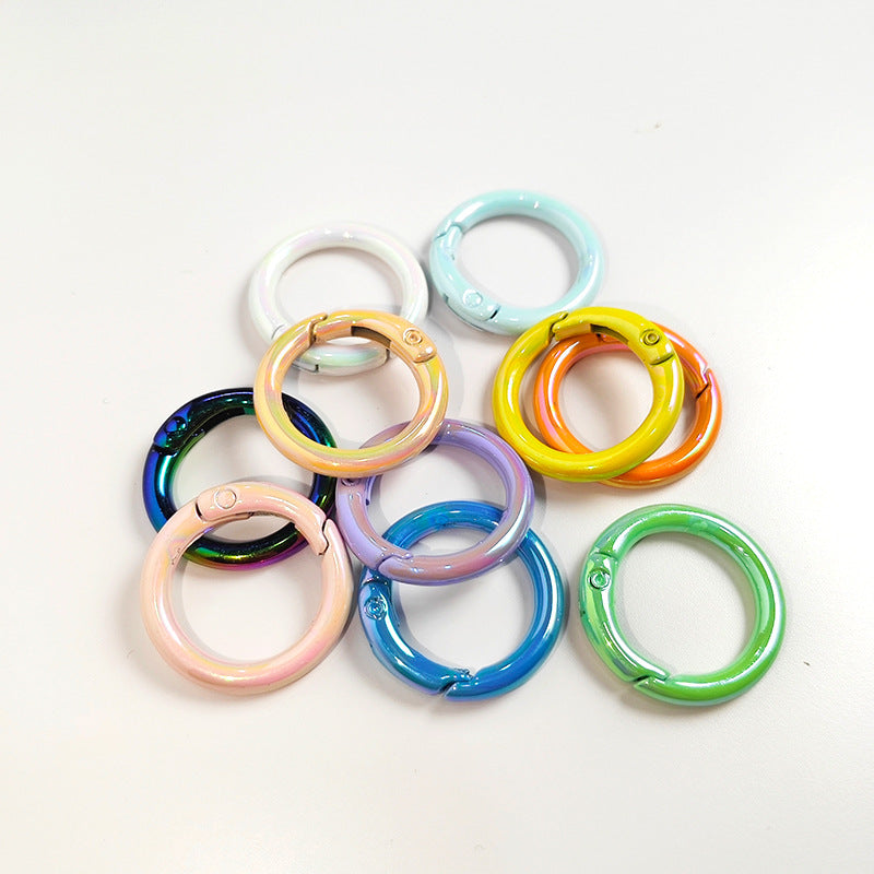 20Mm UV electroplated color spring buckle ab color Mapei spring ring DIY jewelry accessories alloy round connection keychain