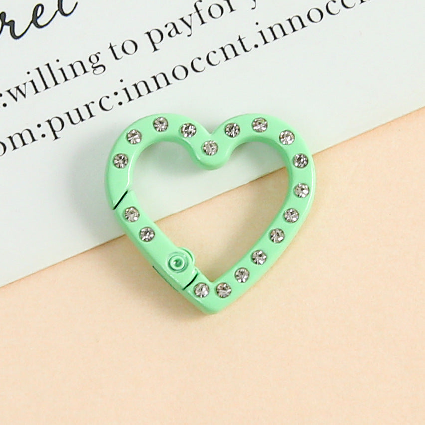 25 * 26Mm Candy Color Love Point Drill Spring Buckle Open Ring Mobile Phone Chain Keychain Handmade DIY Jewelry Accessories