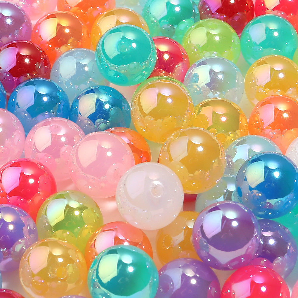 16Mm white moonlight plated colored round beads acrylic magic round beads DIY jewelry accessories versatile pen beads beaded loose beads