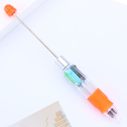Creative four-color bead pen, multi-color refill, key mark plastic, ballpoint pen, four-color DIY push gift