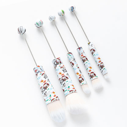 DIY metal handle beaded makeup brush, concealer brush, eyeshadow brush, eyebrow brush, Christmas and Halloween series makeup brush set.