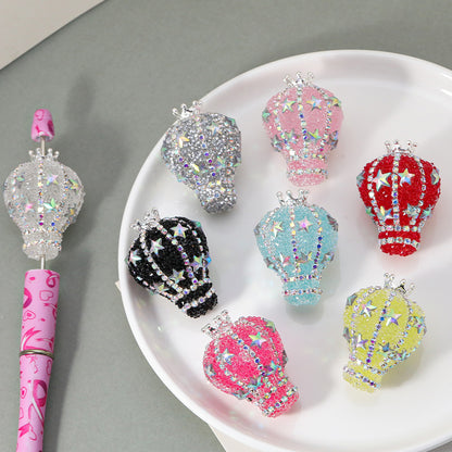 TK new diamond-encrusted vertical hole hot air balloon loose beads DIY mobile phone chain keychain bead pen necklace bead accessories