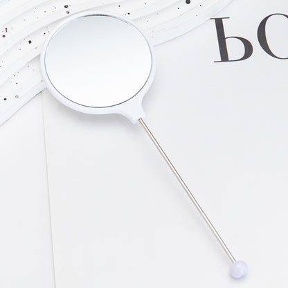 New DIY beaded handle mirror handheld makeup mirror portable single-sided vanity mirror plastic portable makeup mirror