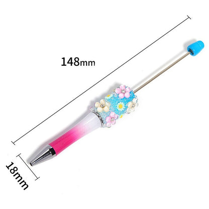 Heavy industry DIY three-dimensional flower gypsy coarse sugar pattern multi-color beaded rotating ballpoint pen