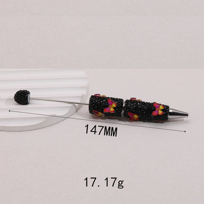 Cross-border creative butterfly soft pottery full of diamonds handmade bead pen DIY small gift gift pen creative ballpoint pen